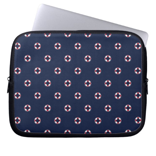 Patroon rood en wit buoy laptop sleeve (Voorkant)