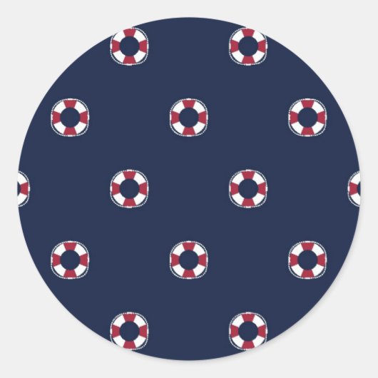 Patroon rood en wit buoy ronde sticker (Voorkant)