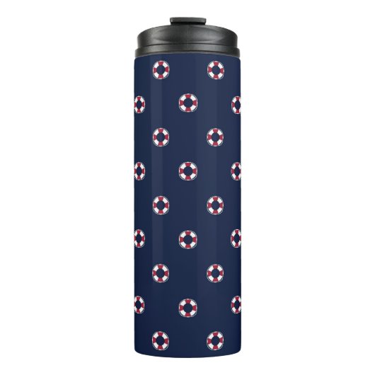 Patroon rood en wit buoy thermosbeker (Voorkant)