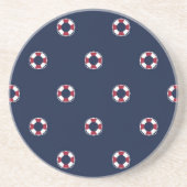 Patroon rood en wit buoy zandsteen onderzetter (Voorkant)