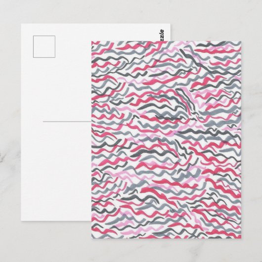 Patroon Rood en Zwart Squiggles Briefkaart (Voorkant / Achterkant)