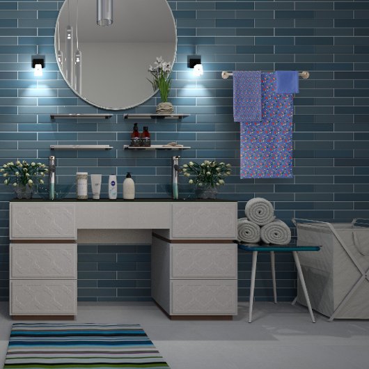 Patroon rood geel mini wilde bloem bad handdoek