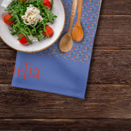 Patroon rood geel mini wilde bloem theedoek