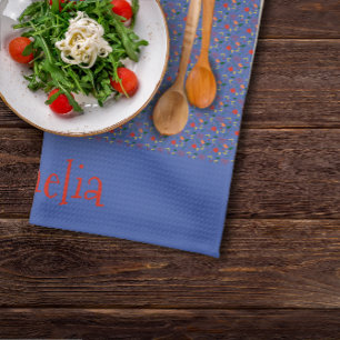 Patroon rood geel mini wilde bloem theedoek