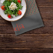 Patroon rood geel mini wildflower grijs theedoek