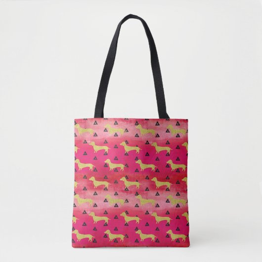 Patroon rood/goud/zwart/zwart/vallig tote bag (Voorkant)