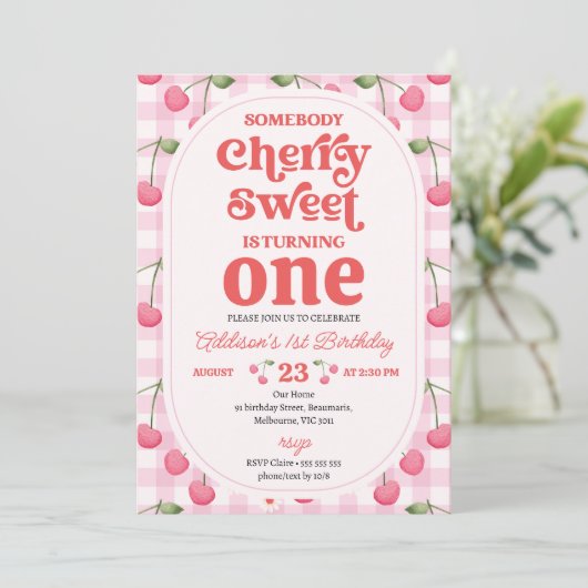 Patroon Rood Iemand Kersen Zoete Verjaardag Kaart (Staand voorkant)