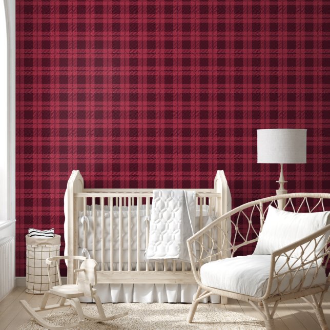Patroon Rood Plaid Controlekamer Kantoor Behang (Kinderen)