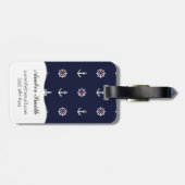 Patroon rood wit en blauw anker bagagelabel (Achterkant horizontaal)