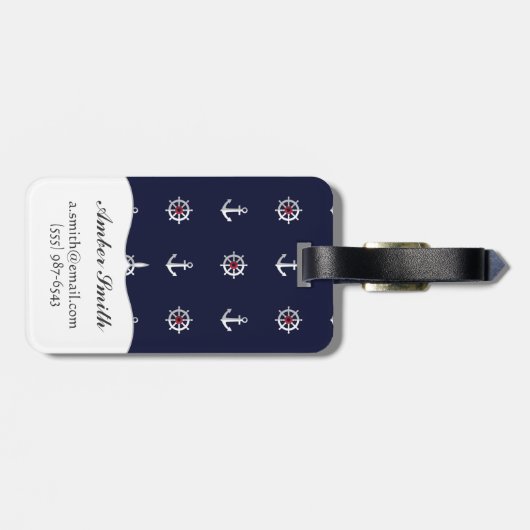 Patroon rood wit en blauw anker bagagelabel (Achterkant horizontaal)