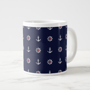 Patroon rood wit en blauw anker grote koffiekop