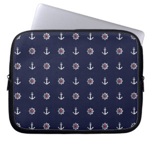 Patroon rood wit en blauw anker laptop sleeve