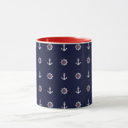 Patroon rood wit en blauw anker mok (Midden)
