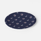 Patroon rood wit en blauw anker papieren bordje (Gekanteld)