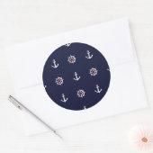 Patroon rood wit en blauw anker ronde sticker (Envelop)