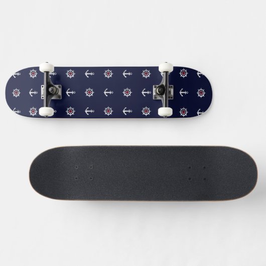 Patroon rood wit en blauw anker skateboard (Horizontaal)