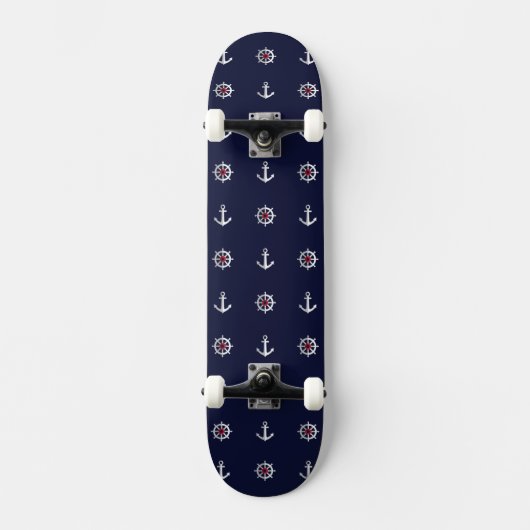 Patroon rood wit en blauw anker skateboard (Voorkant)