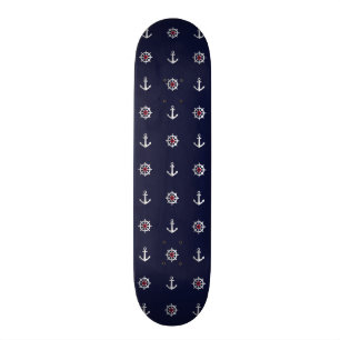 Patroon rood wit en blauw anker skateboard