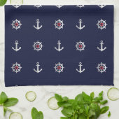 Patroon rood wit en blauw anker theedoek (Gevouwen)