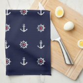 Patroon rood wit en blauw anker theedoek (Quarter Fold)