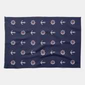 Patroon rood wit en blauw anker theedoek (Horizontaal)