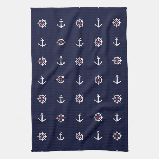 Patroon rood wit en blauw anker theedoek (Verticaal)