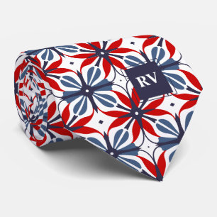  Patroon Rood Wit en Blauw Stropdas