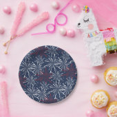 Patroon rood, wit en blauw vuurwerk papieren bordje (Feest)