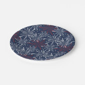Patroon rood, wit en blauw vuurwerk papieren bordje (Gekanteld)