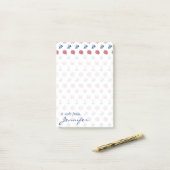 Patroon rood wit en blauw Zee | Jouw namen toevoeg Post-it® Notes (Op bureau)
