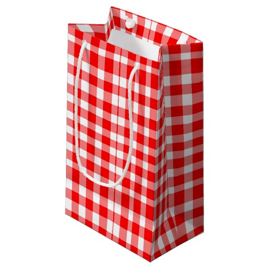 Patroon rood/wit Gingham Klein Cadeauzakje (Voorkant Gekanteld)