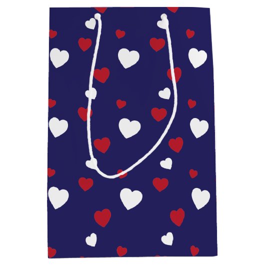 Patroon rood, wit, marineblauw medium cadeauzakje (Voorkant)