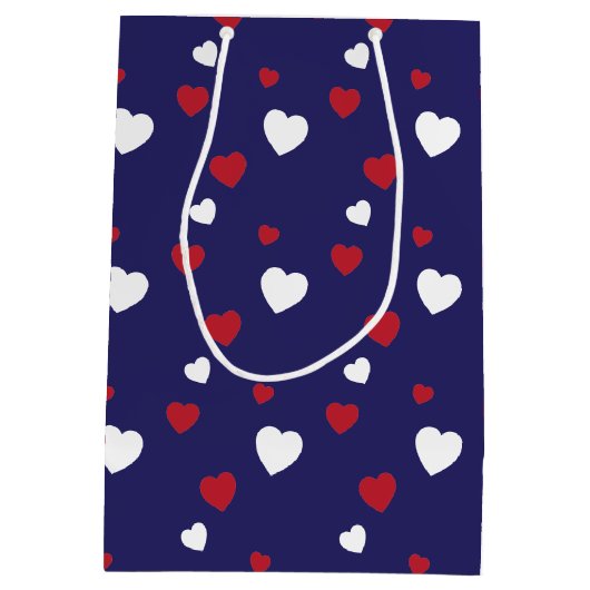 Patroon rood, wit, marineblauw medium cadeauzakje (Achterkant)