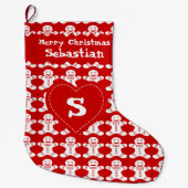 Patroon rood/wit ontbijt grote kerstsok (Voorkant)