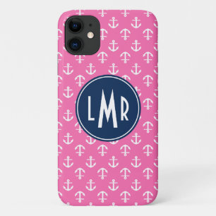 Patroon roonkleurige en blauwe monogram Case-Mate iPhone case