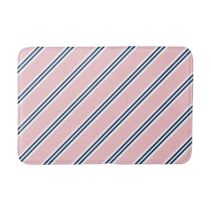 Patroon roonroze en blauwe preppy stripes badmat