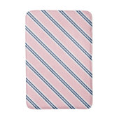Patroon roonroze en blauwe preppy stripes badmat (Voorkant Verticaal)