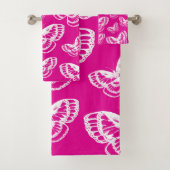 Patroon roonroze en witte vlinders bad handdoek (Insitu)