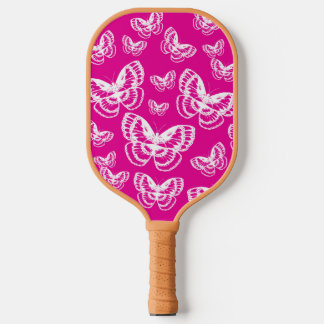 Patroon roonroze en witte vlinders pickleball paddle