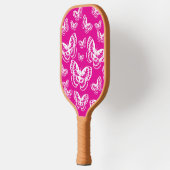 Patroon roonroze en witte vlinders pickleball paddle (Links)