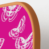 Patroon roonroze en witte vlinders pickleball paddle (Links Detail)
