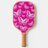 Patroon roonroze en witte vlinders pickleball paddle (Achterkant)