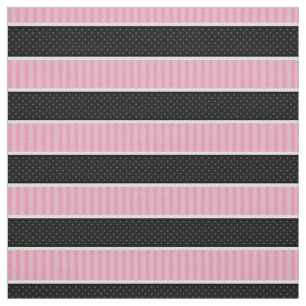 Patroon roonroze en zwarte poka Dot Stripes Stof