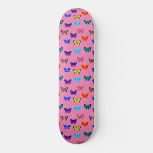 Patroon roonroze vlinders persoonlijk skateboard (Voorkant)