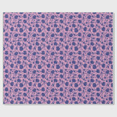 Patroon roze en Blauwe Floral Damaskers Cadeaupapier (Vlak)