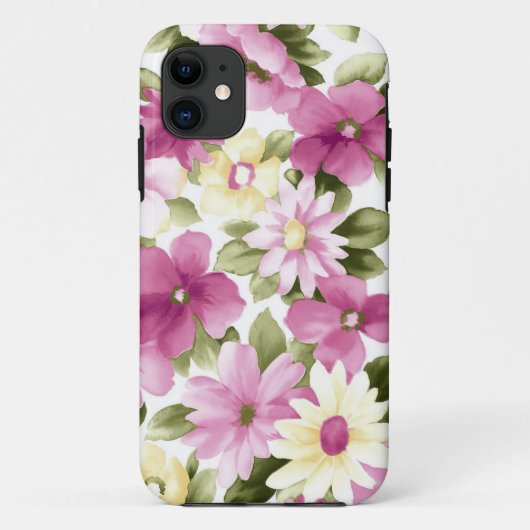 Patroon roze en gele bloemen Case-Mate iPhone case (Achterkant)
