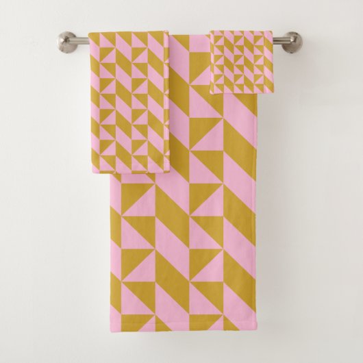 Patroon roze en gouden geometrische vormen bad handdoek (Insitu)