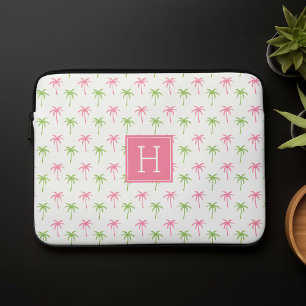 Patroon roze en groene handpalmen laptop sleeve