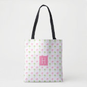Patroon roze en groene handpalmen tote bag (Voorkant)