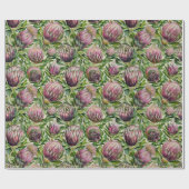 Patroon roze en groene Protea Flowers Cadeaupapier (Vlak)